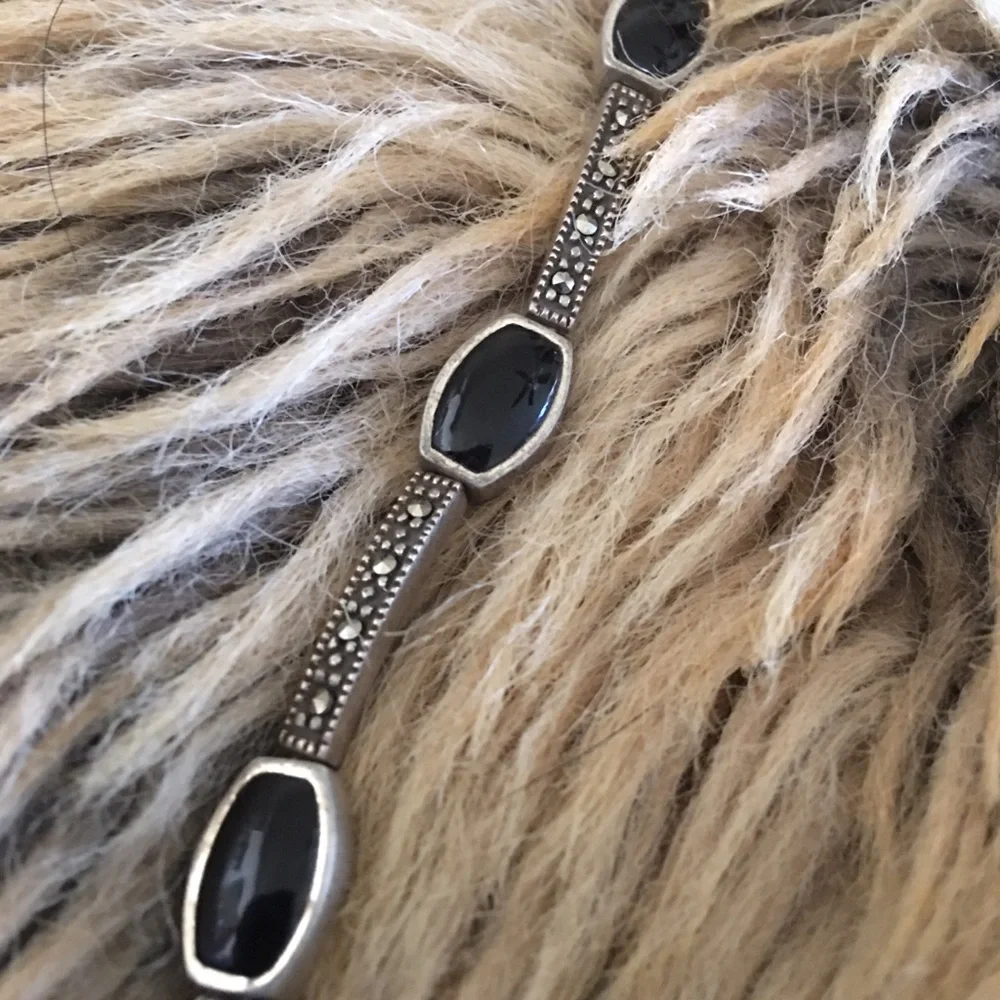 Vintage sterling black onyx marcasite bracelet